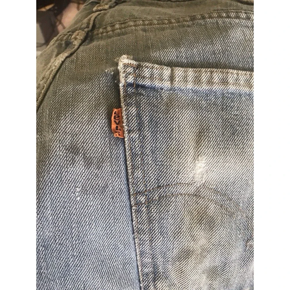 Vtg Levi's Big Bell Bottom Jeans 684-0217 Orange‎ Tab 32x33